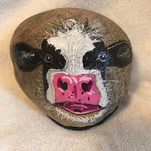 COW painted rock-Handpainted art